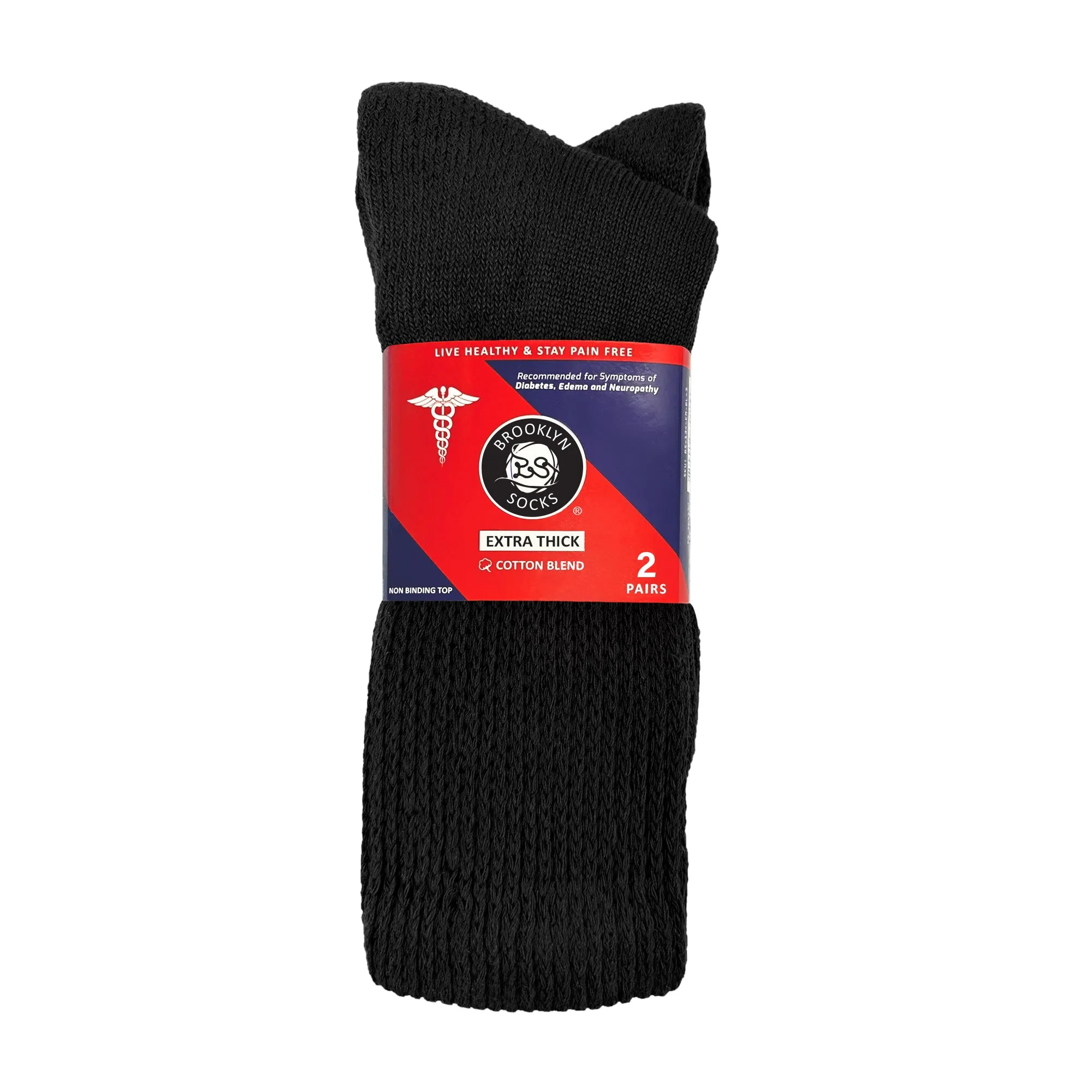 Diabetic Slipper Socks, Extra Thick Cotton Triple Cushioned Crew Socks (Size 10-13)