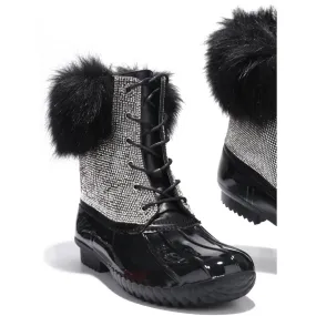 Diamonte Faux Fur Bling Booties