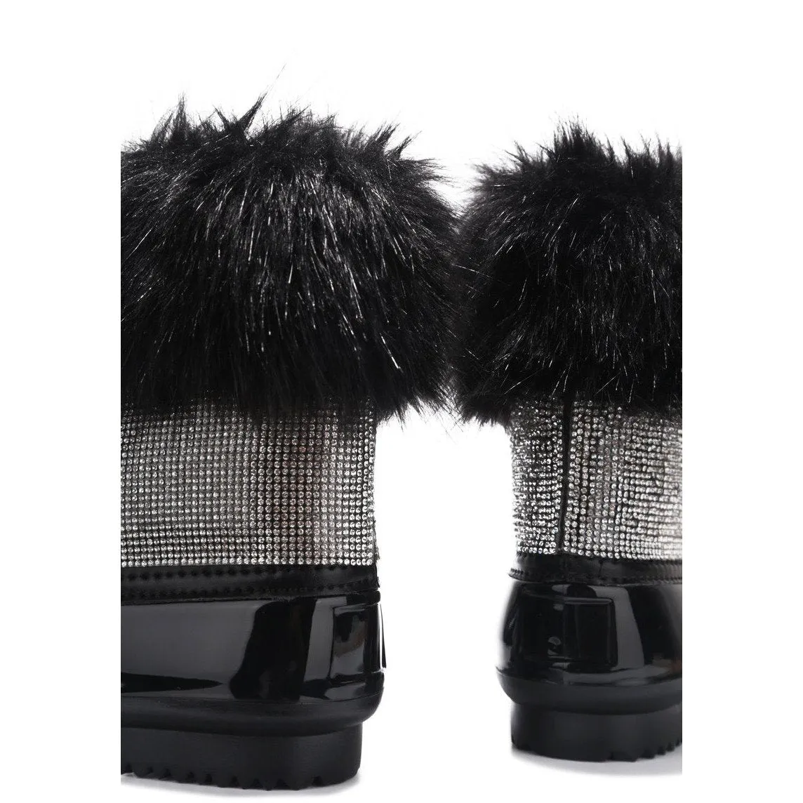 Diamonte Faux Fur Bling Booties