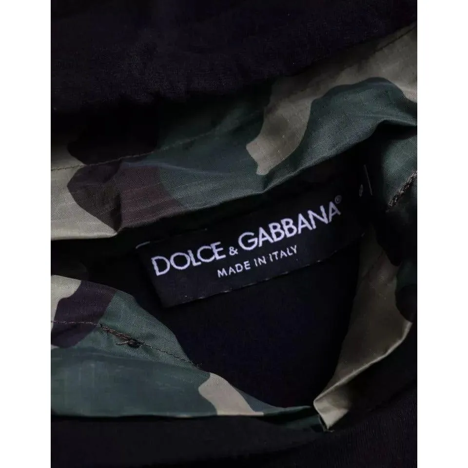 Dolce & Gabbana Black Camouflage Hooded Sweatshirt Sweater