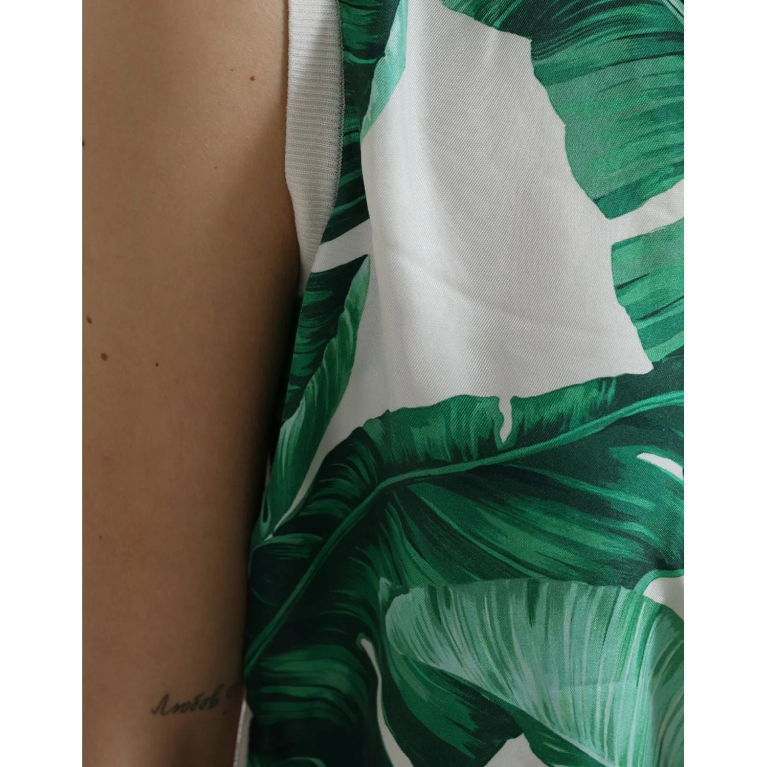 Dolce & Gabbana Silk Banana Leaf Print Tank Top