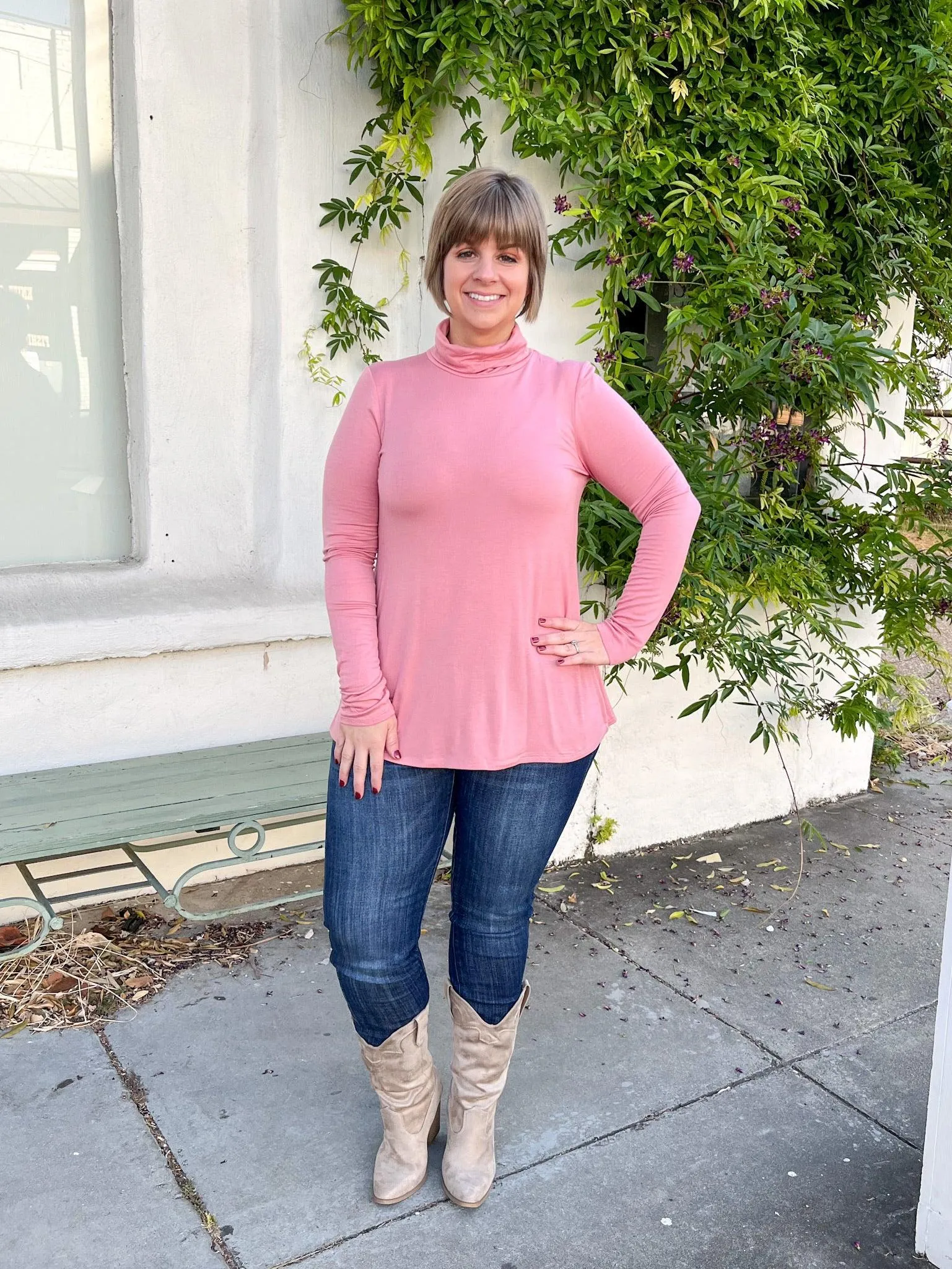 Dusty Pink Turtleneck Top