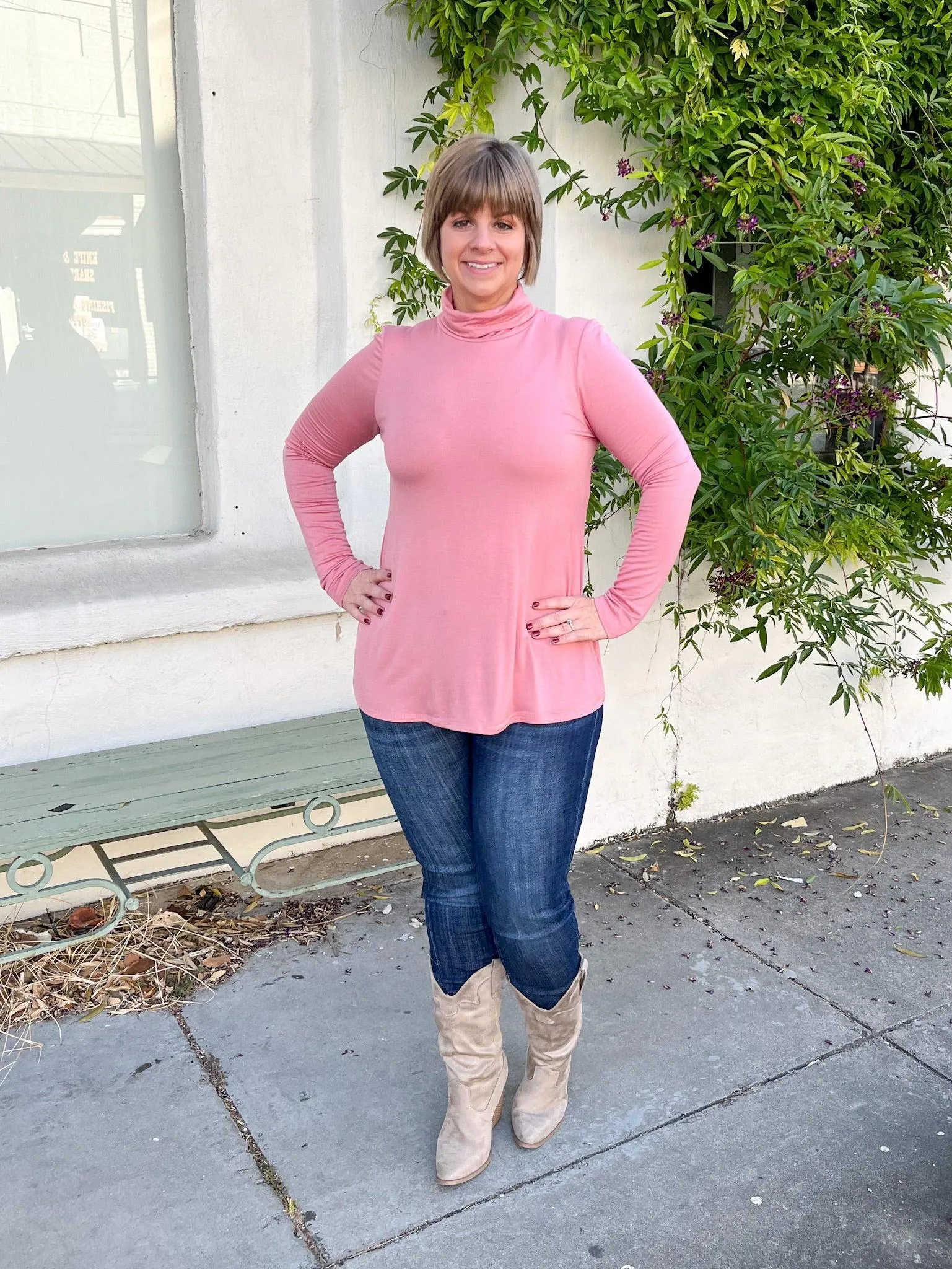 Dusty Pink Turtleneck Top