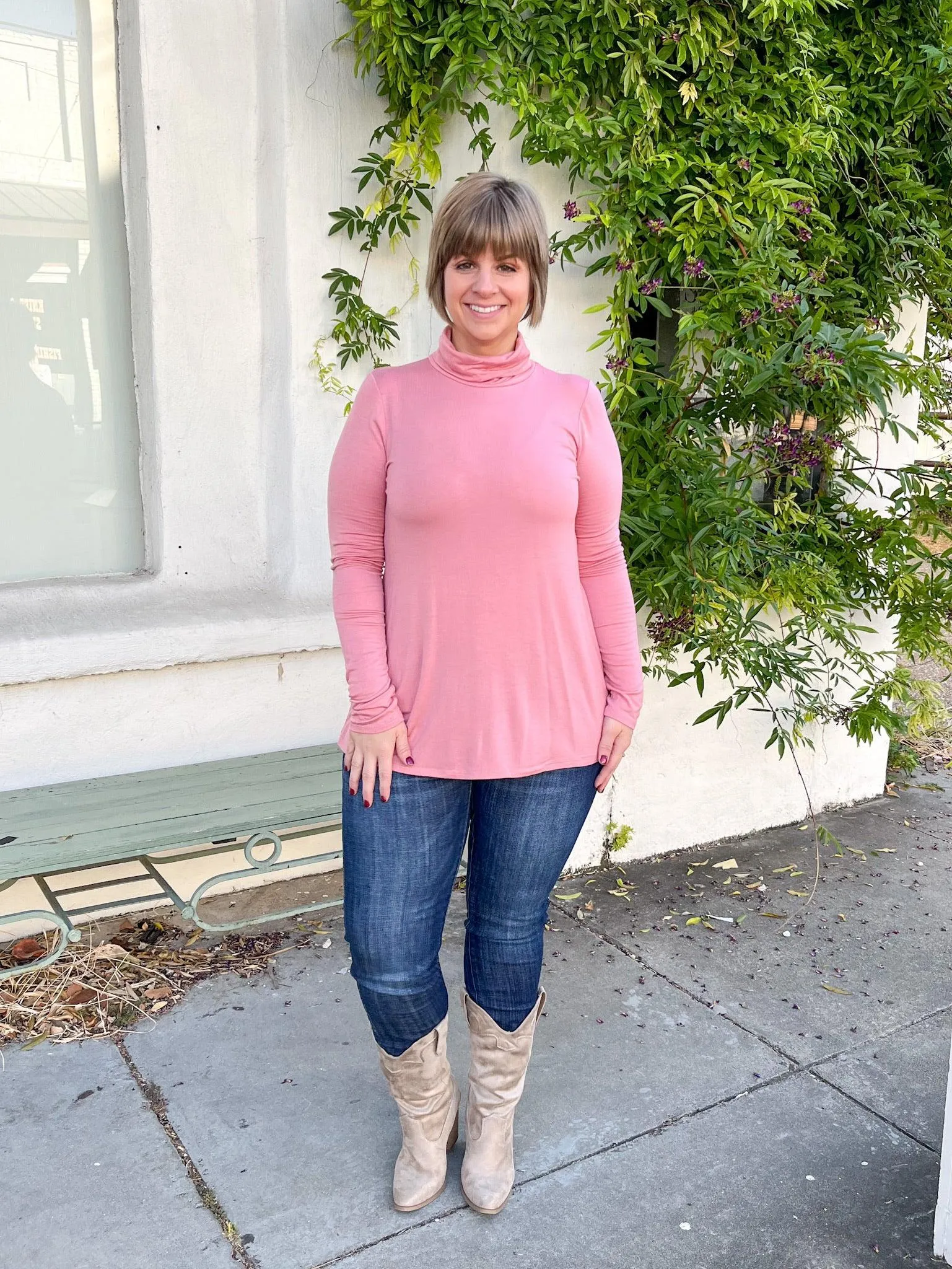 Dusty Pink Turtleneck Top