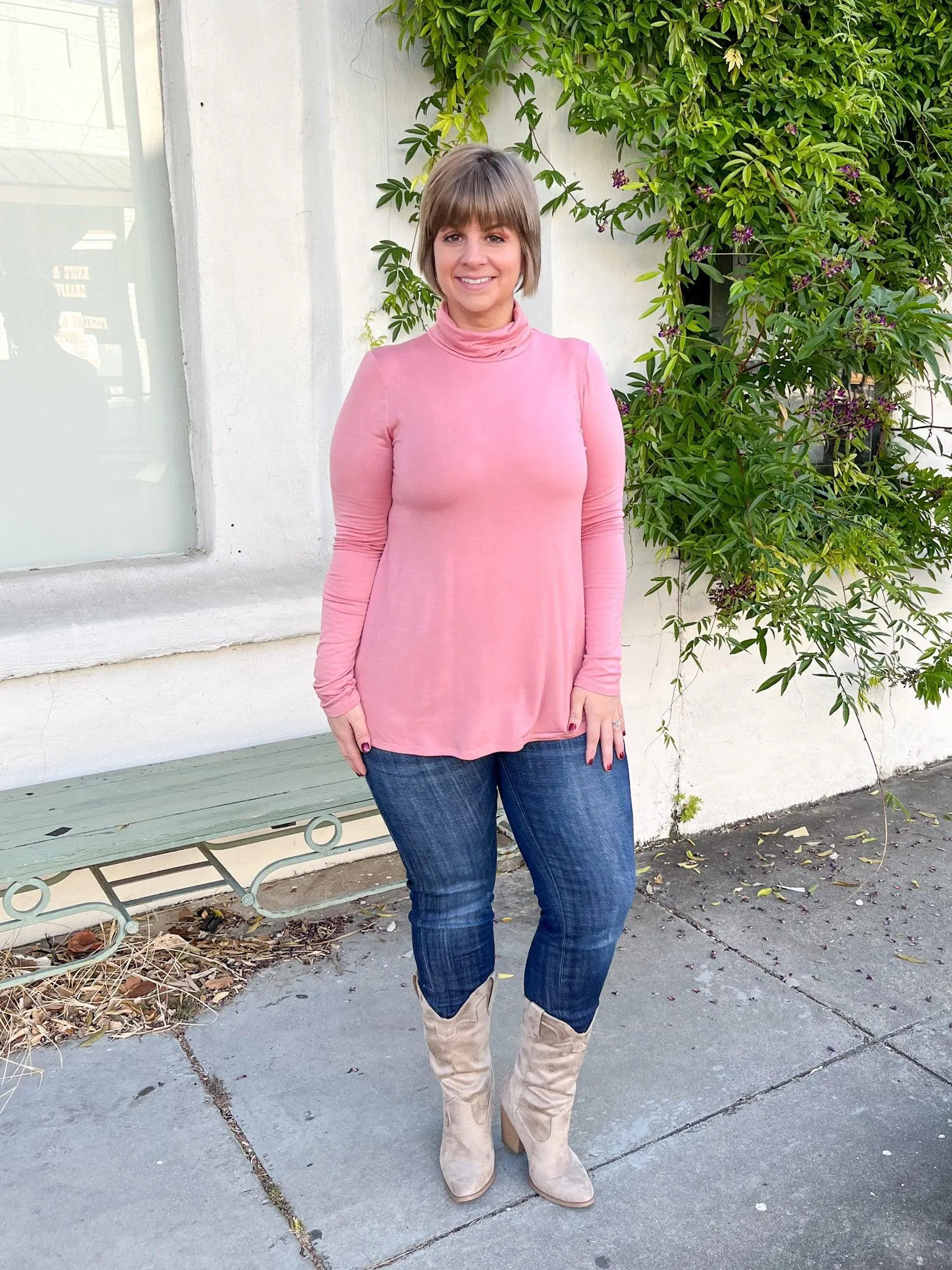 Dusty Pink Turtleneck Top