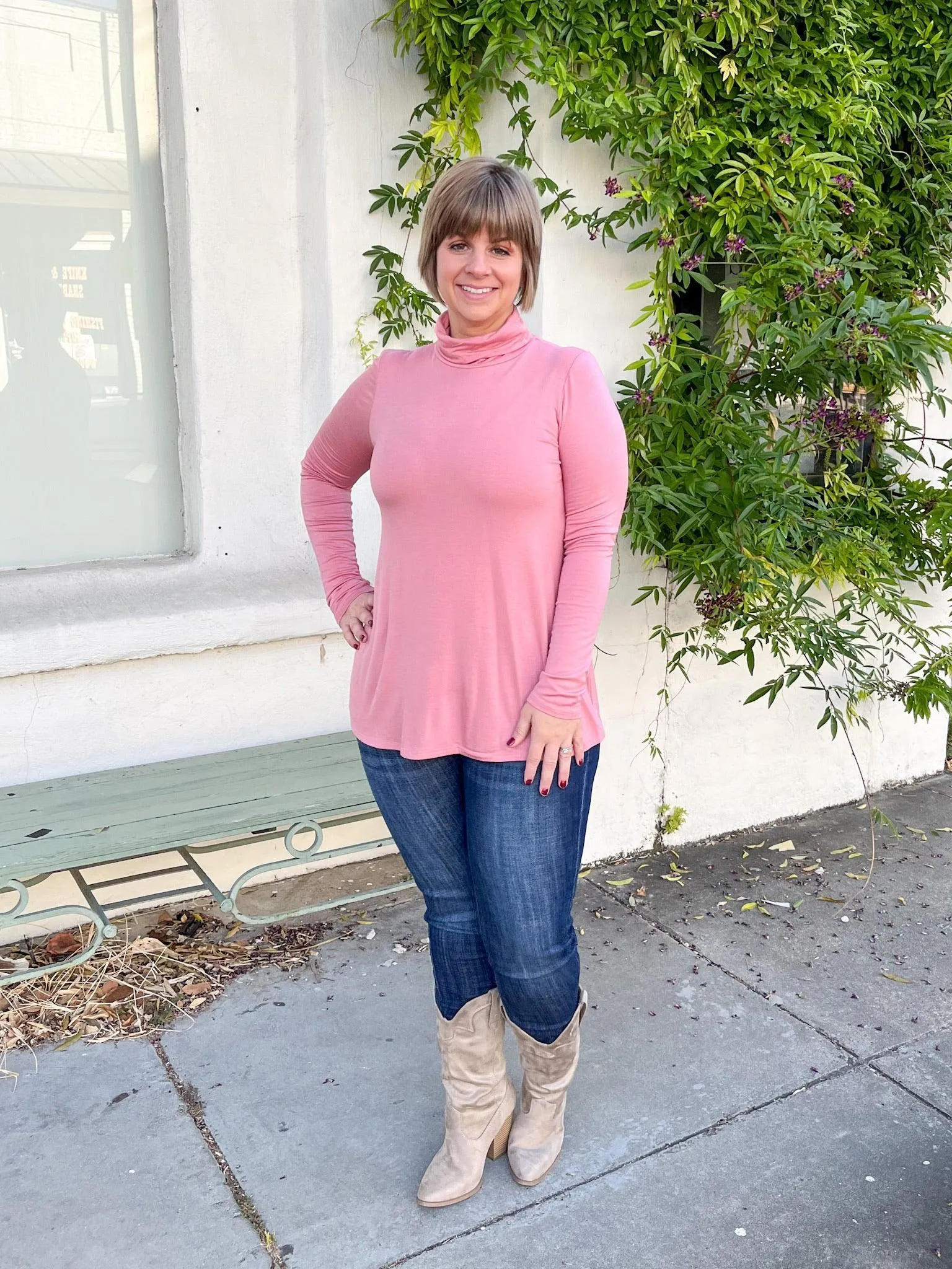 Dusty Pink Turtleneck Top