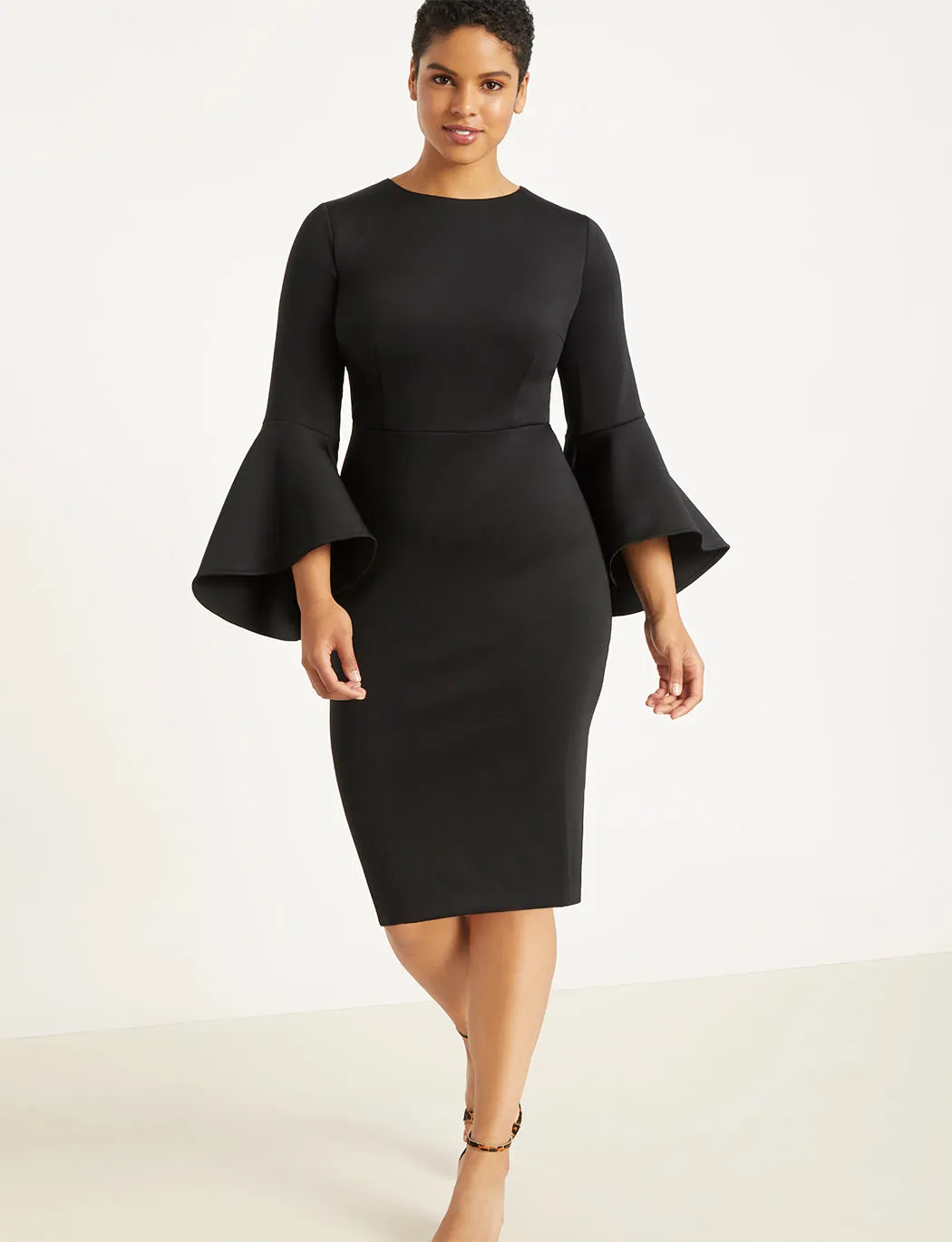 Eloquii Flare Sleeve Scuba Dress