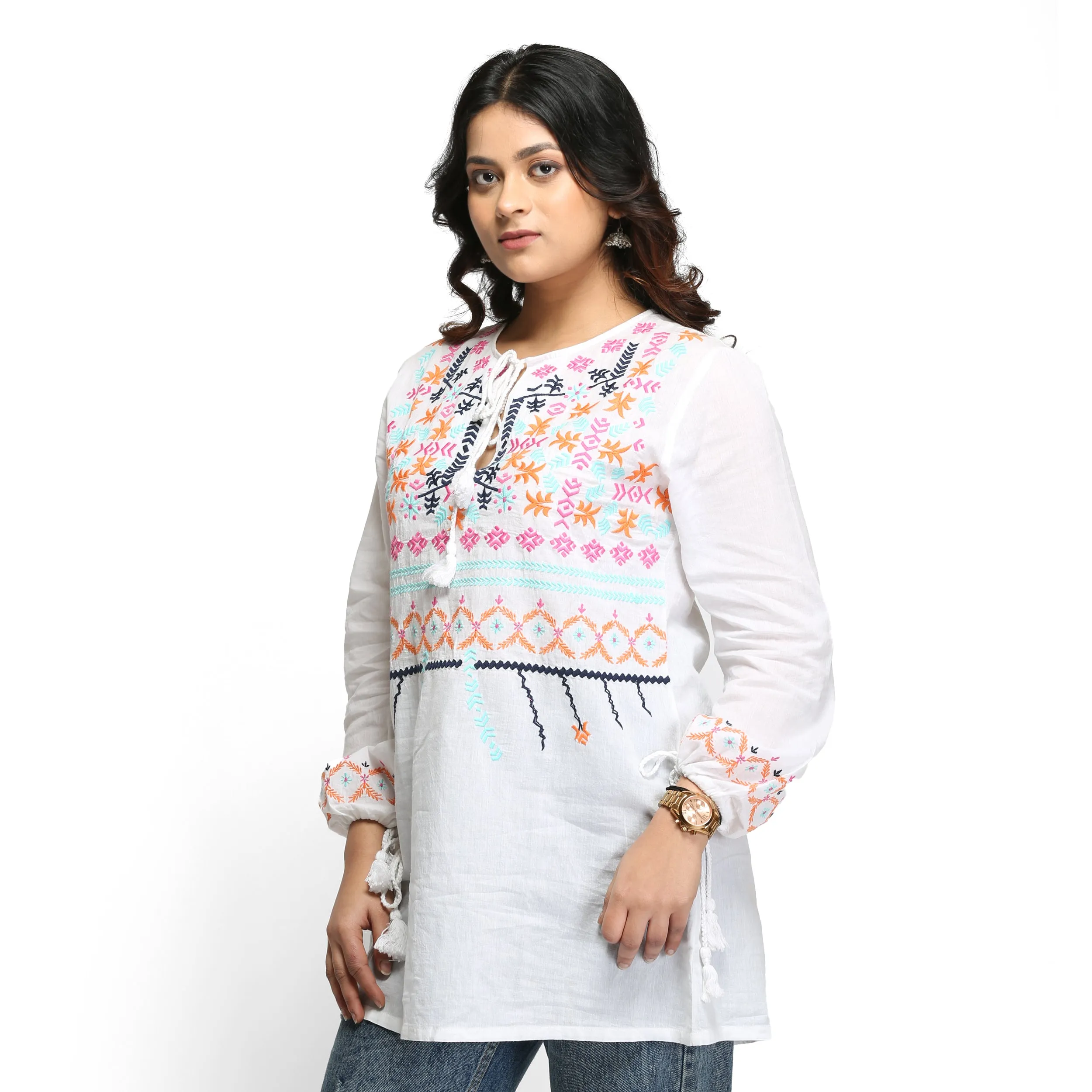 Embroidered Full Sleeve Tunic For Women