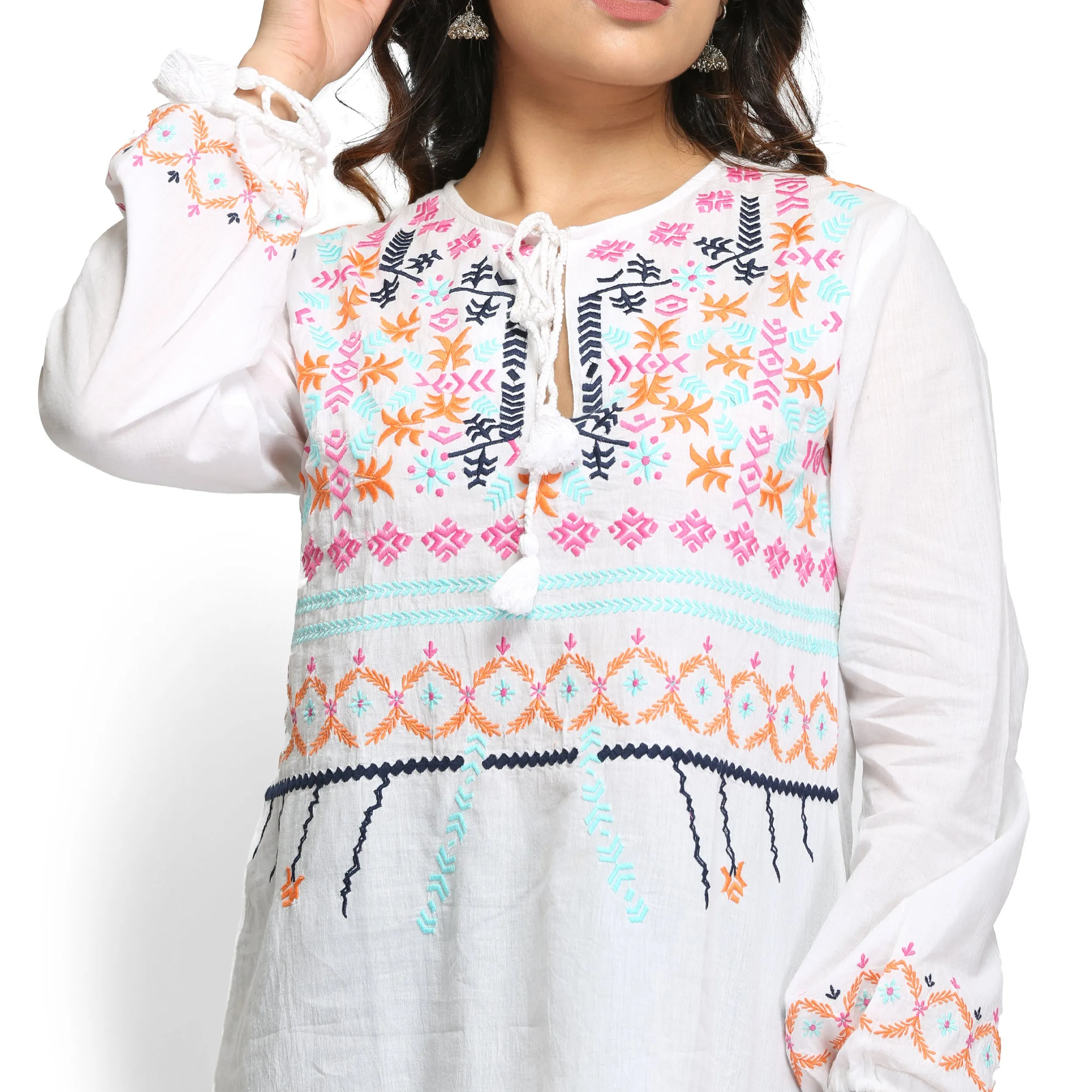 Embroidered Full Sleeve Tunic For Women