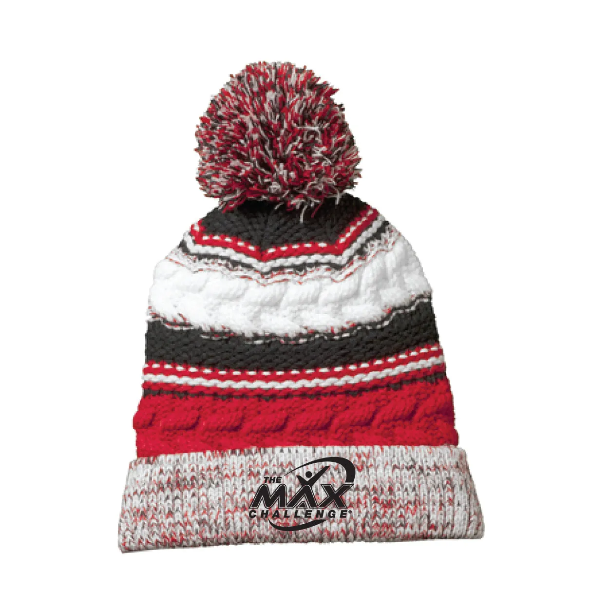 Embroidered Knit Winter Pom Pom Beanie