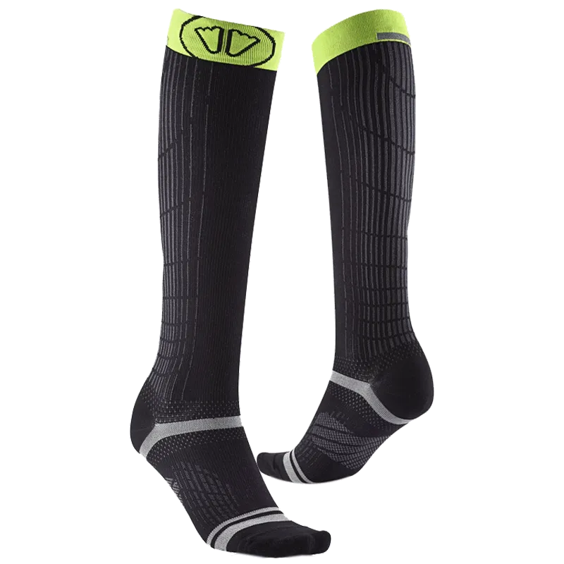 ENDURANCE RACING KNEE RUNNING SOCKS BLACK - YELLOW