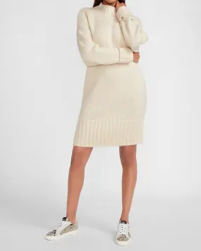 Express X You Metallic Turtleneck Sweater Dress in Oatmeal