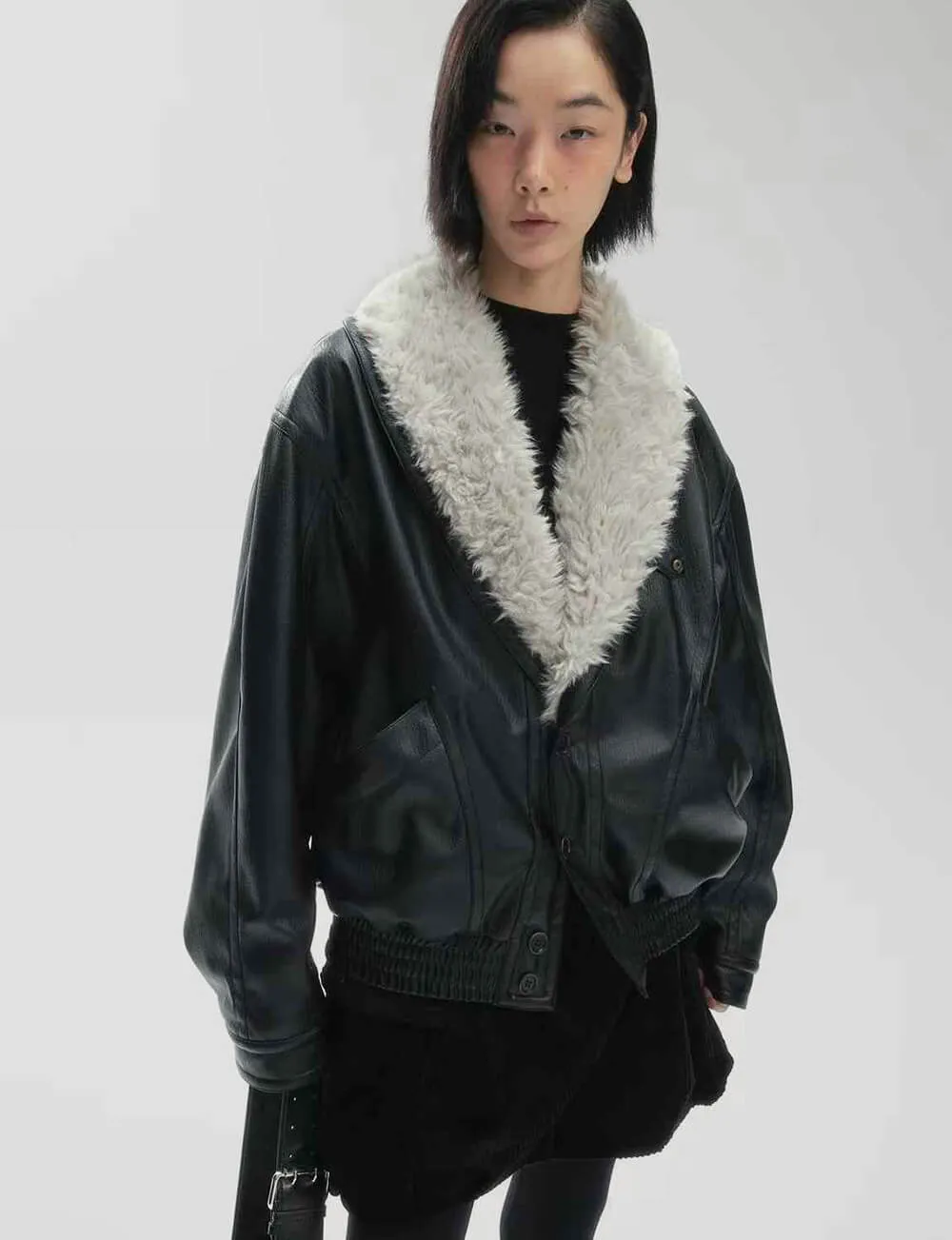 Faux Fur Vintage Leather Jacket