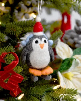 Felt Penguin with skates ornament - Tara Treasures