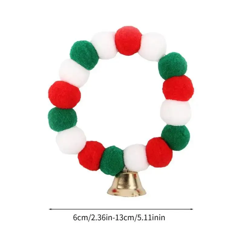 Festive Elastic Pet Christmas Collar with Plush Ball