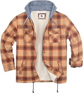 FLANNEL QUILTED SHERPA LINED JACKET/HOODED (BROWN #4)