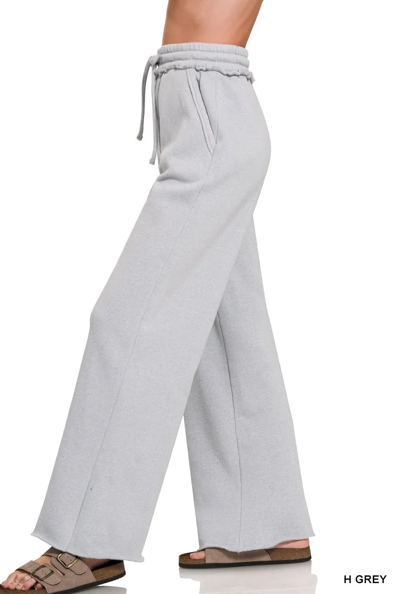 Fleece Exposed Seam Wide Leg Sweatpants