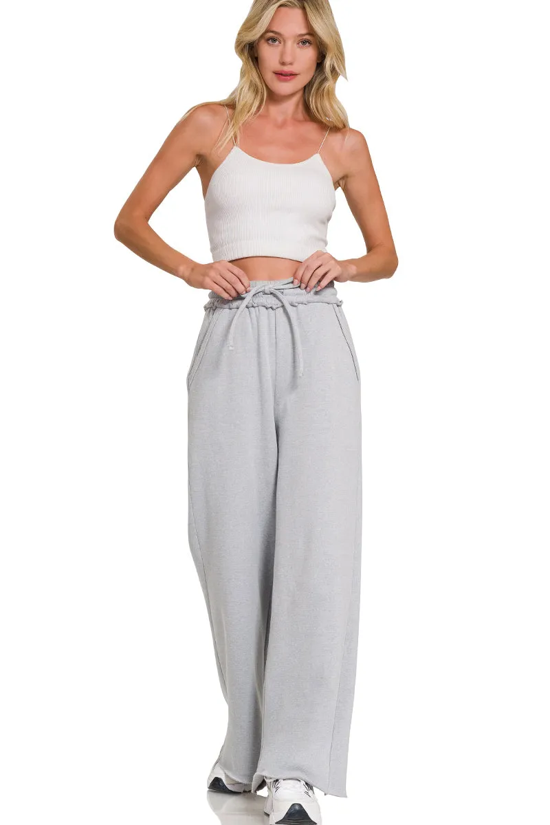 Fleece Exposed Seam Wide Leg Sweatpants