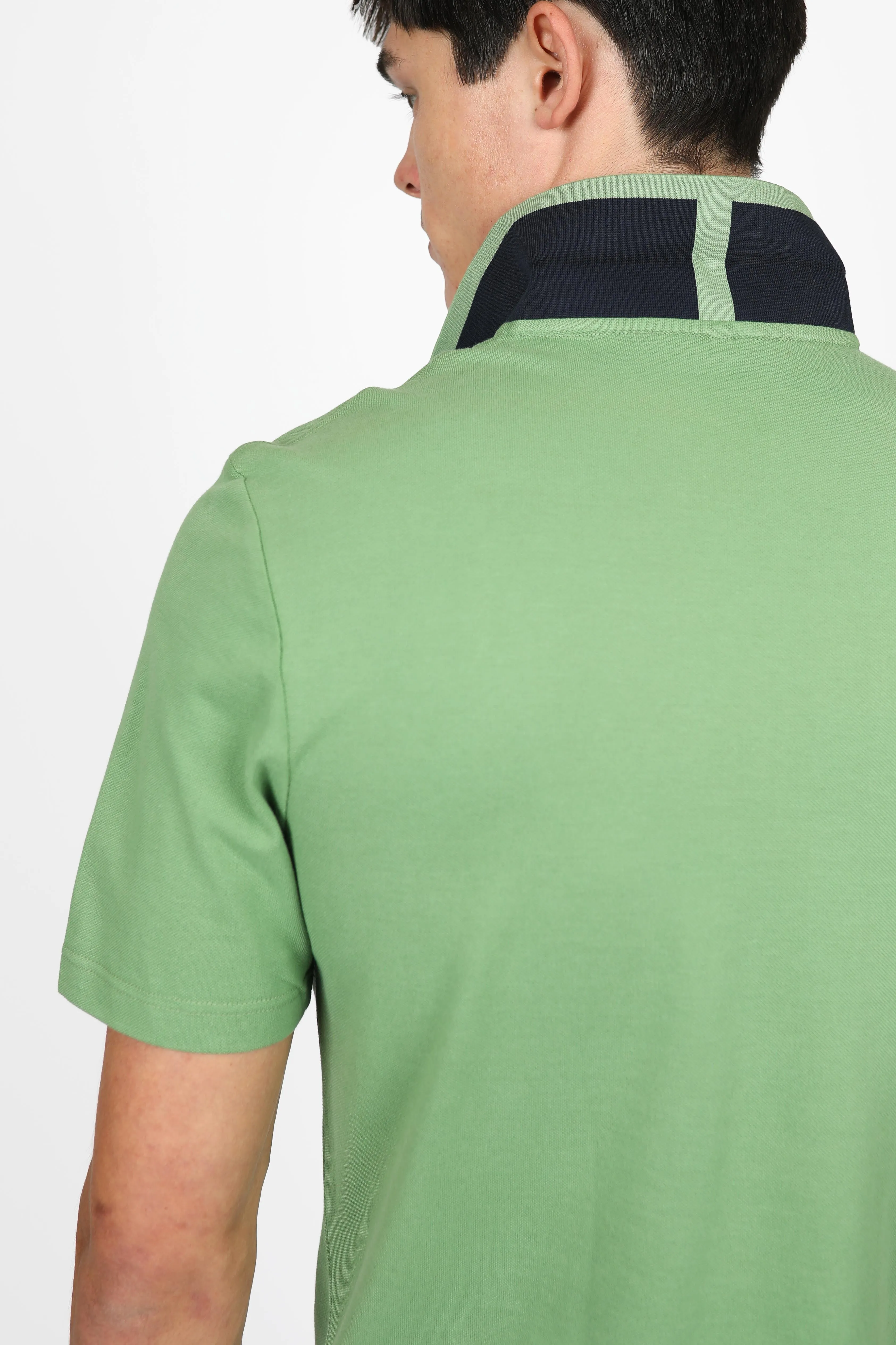 Forest Button Pique Polo