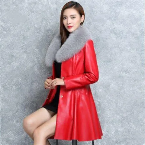 Fox Fur Collar Women's Fur Coat