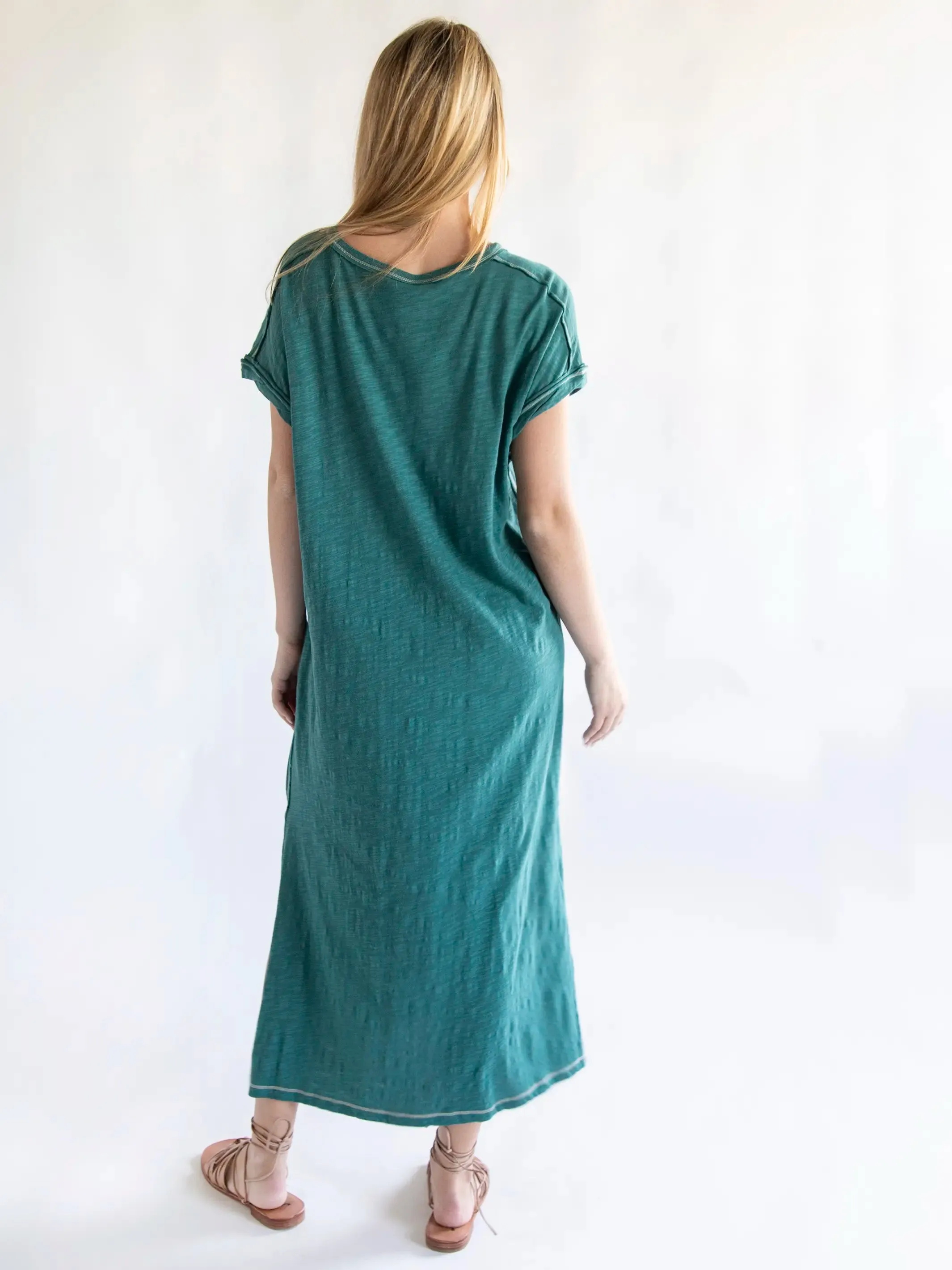 Frankie Knit Cotton Tee Midi Dress - Sea Green