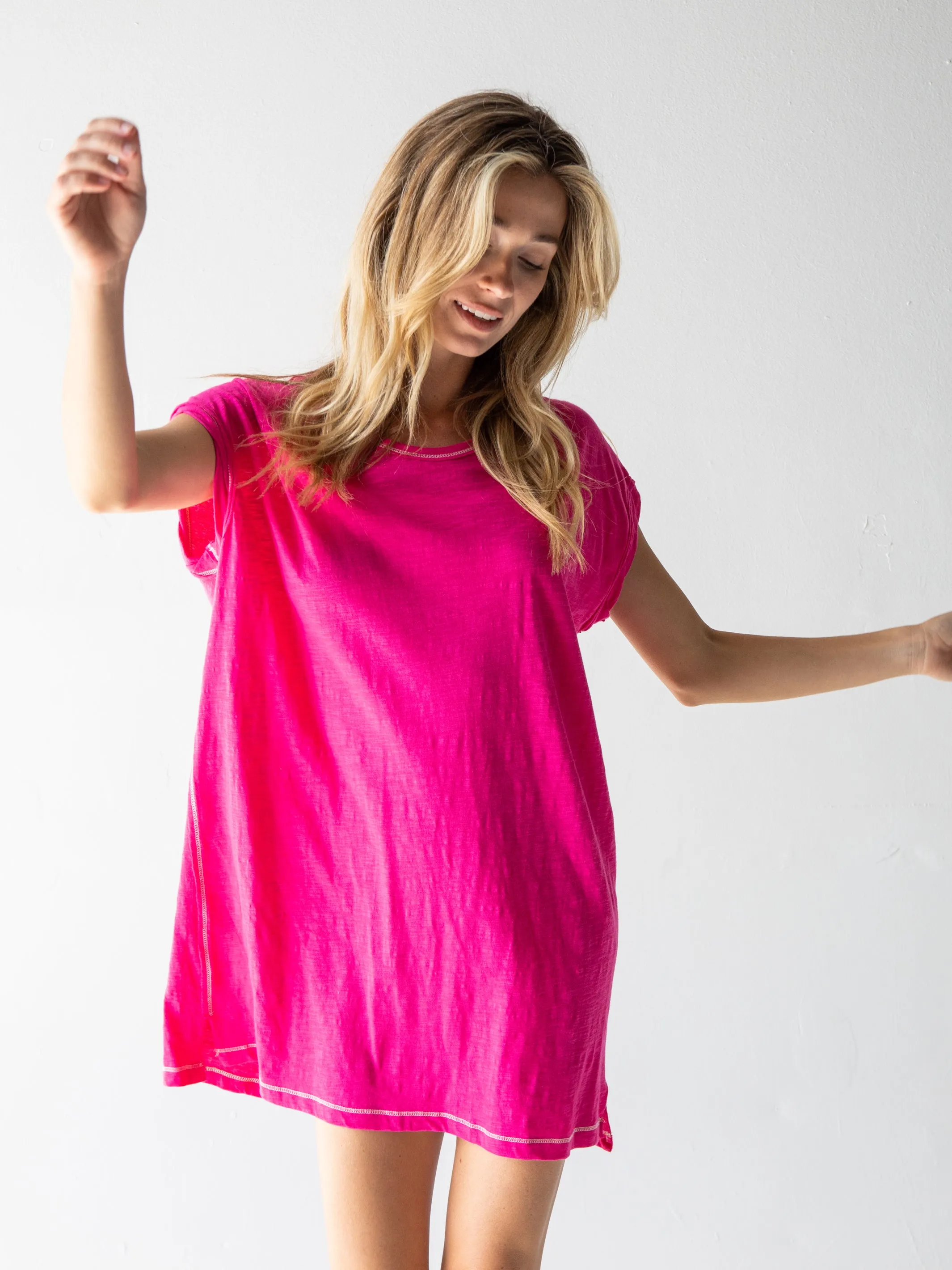 Frankie Knit Tee Mini Dress - Pink