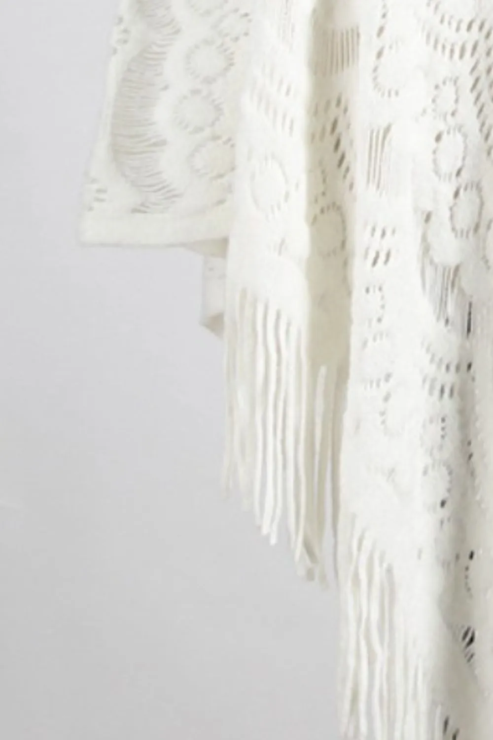 Fringe Openwork Surplice Cape Sleeve Poncho