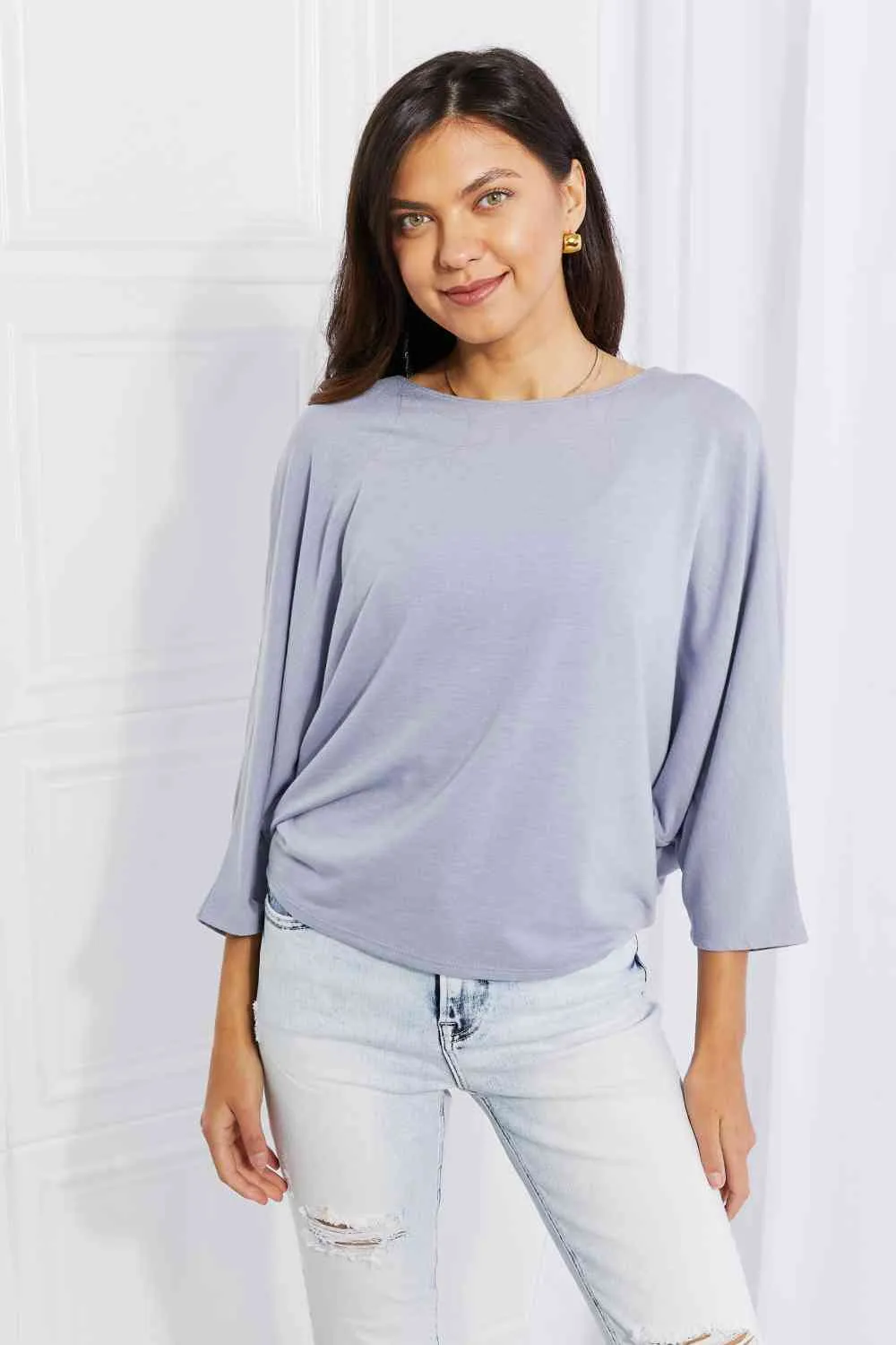 Full Size Needless to Say Dolman Sleeve Top