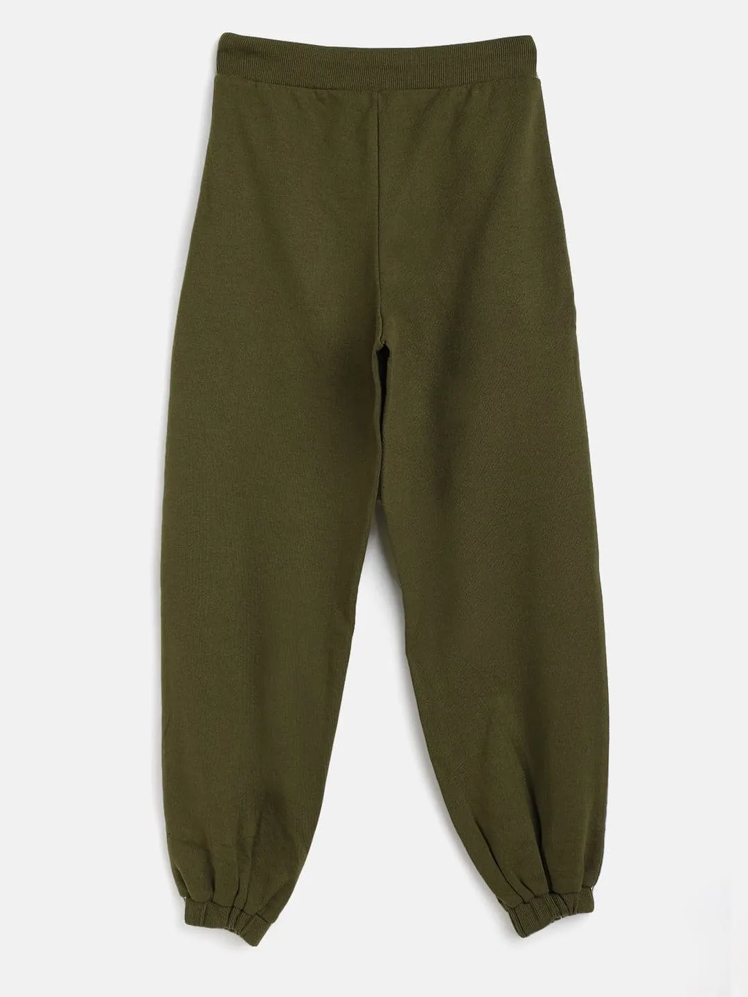 Girls Olive Terry Side Tape Joggers - Lyush Kids