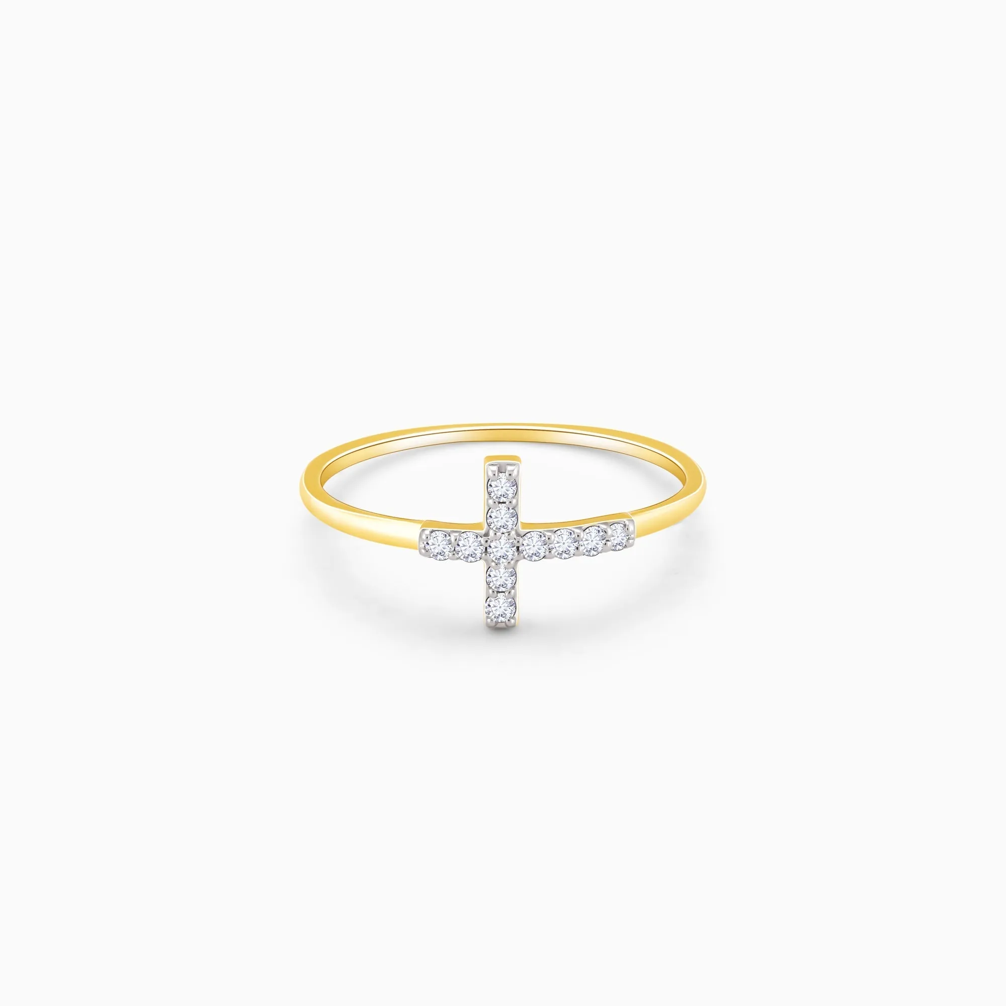 Gold Cross Diamond Ring