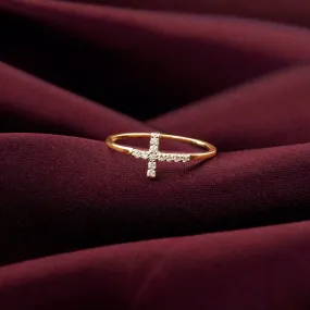 Gold Cross Diamond Ring