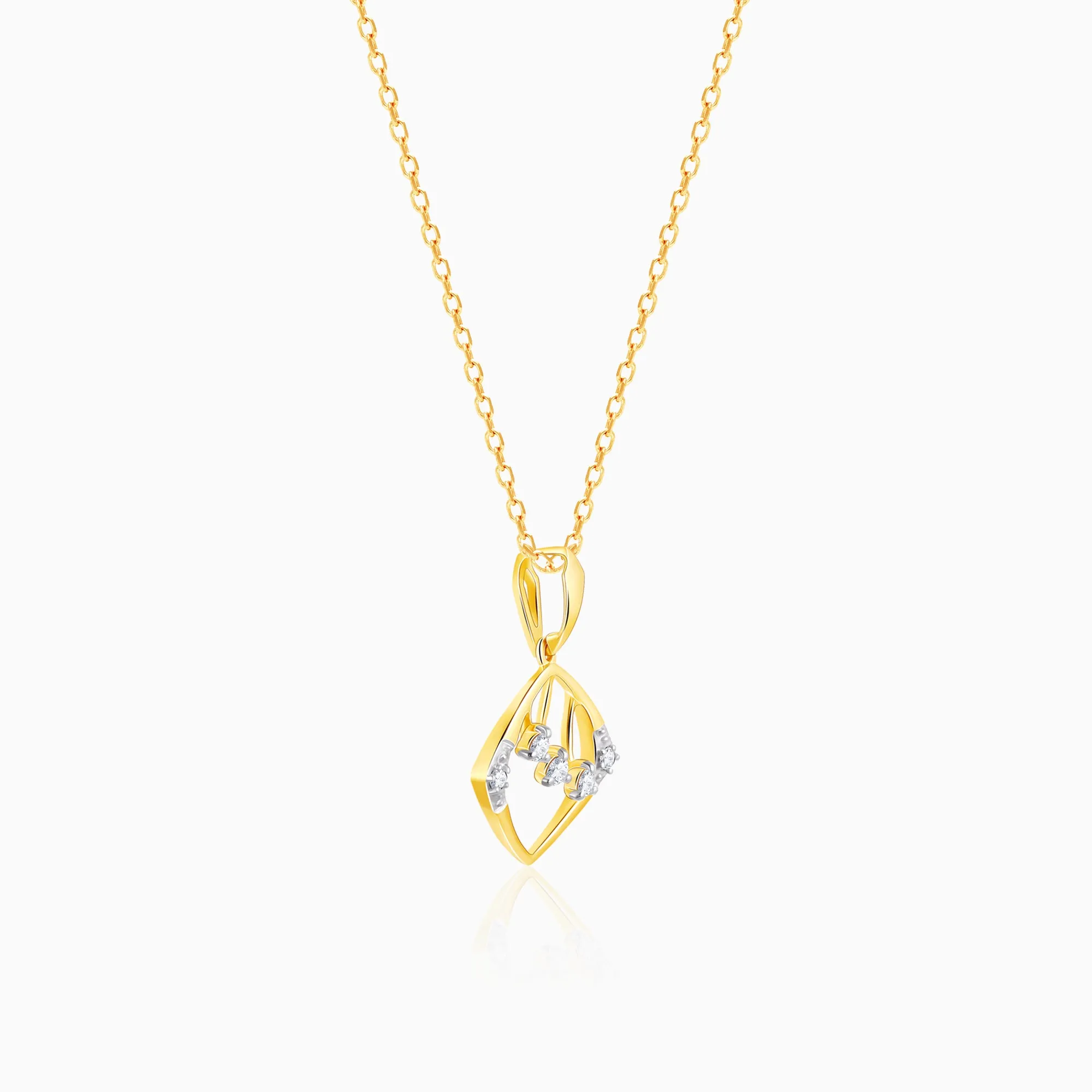 Gold Square Of Elegance Diamond Pendant