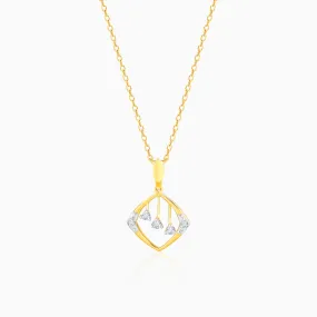 Gold Square Of Elegance Diamond Pendant