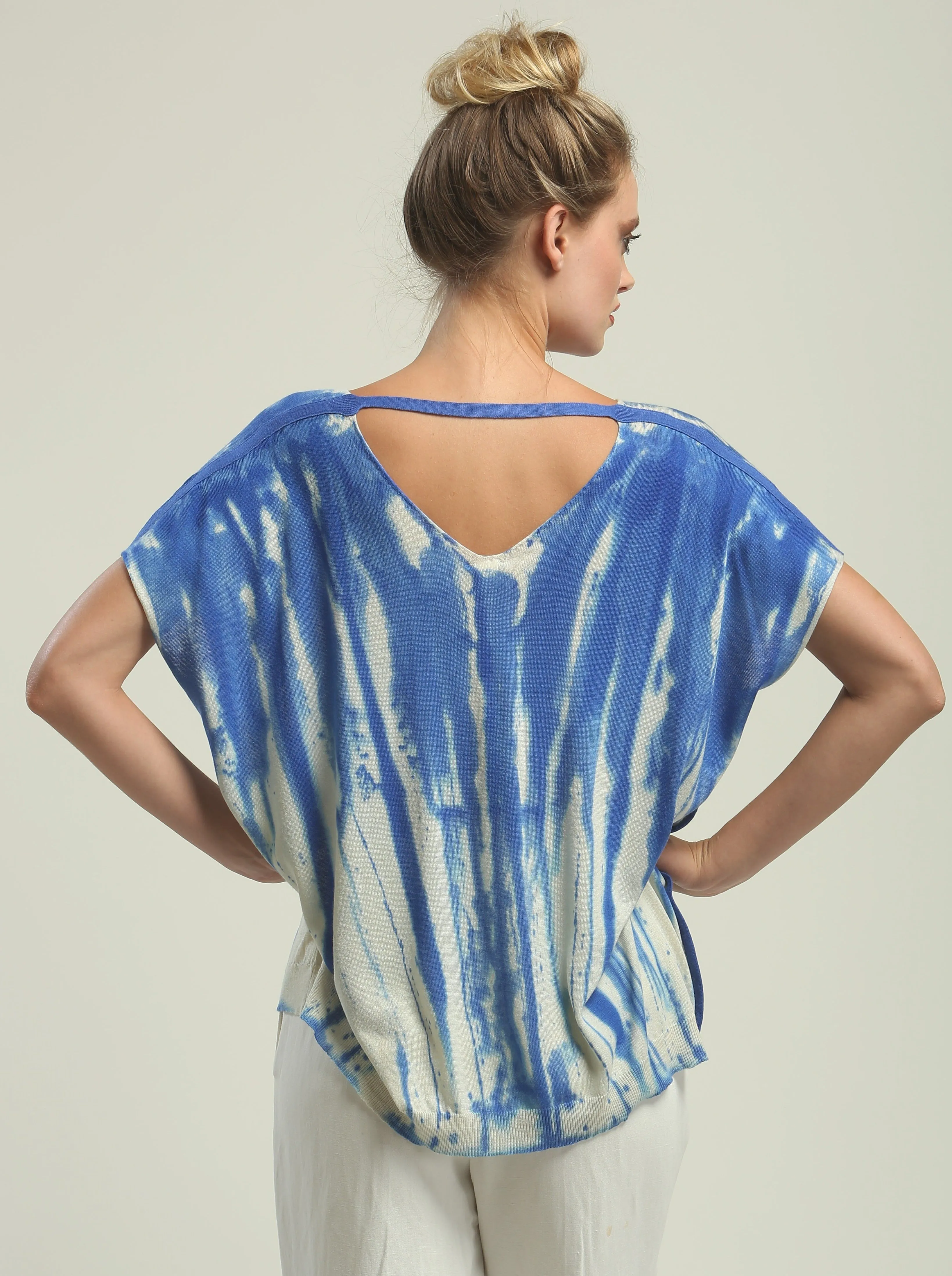 Hand Painted V neck Poncho Tee