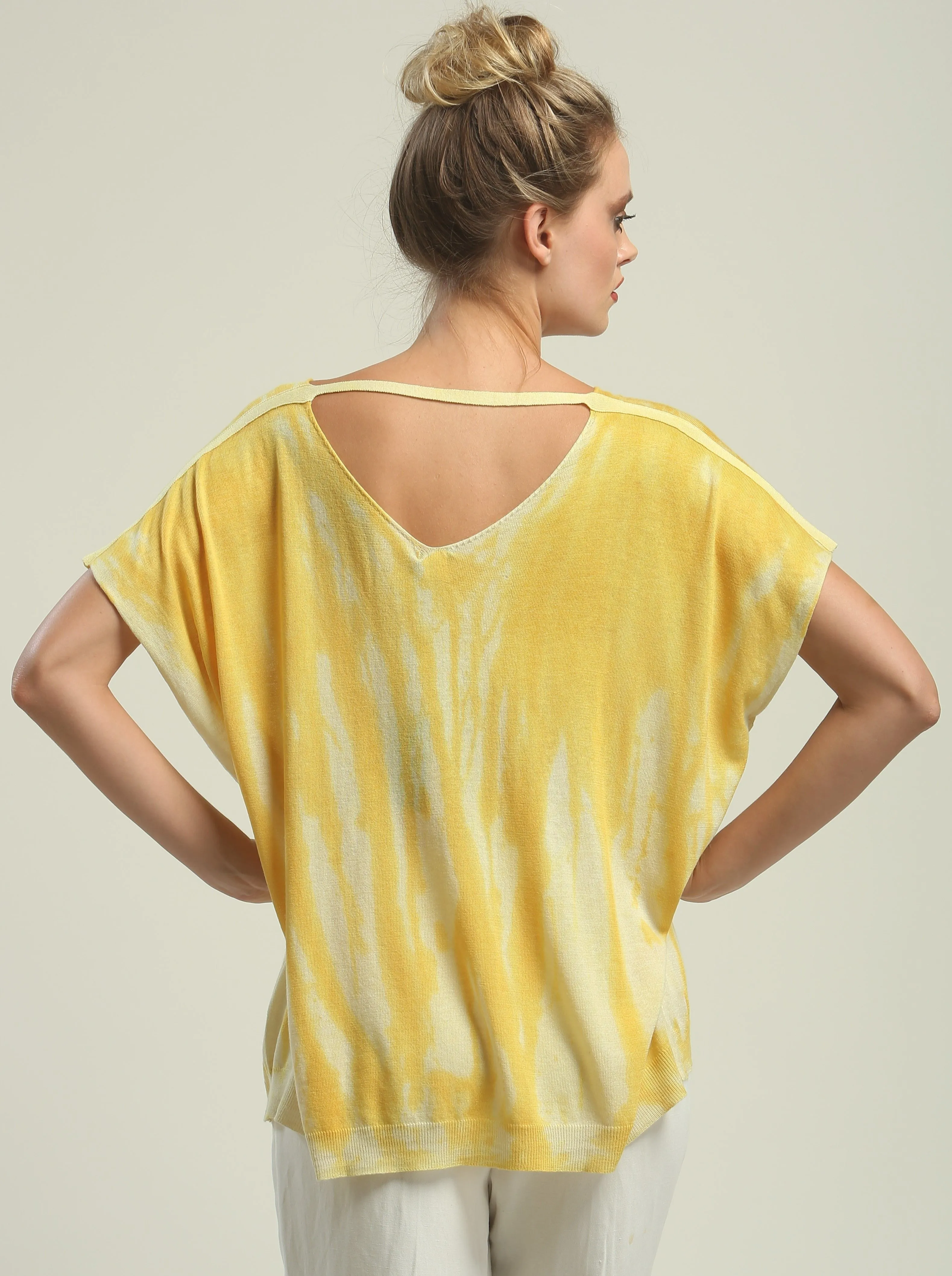 Hand Painted V neck Poncho Tee