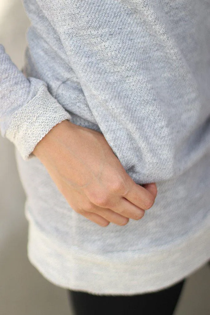 Heather Gray Tunic With Pockets And Long Sleeves