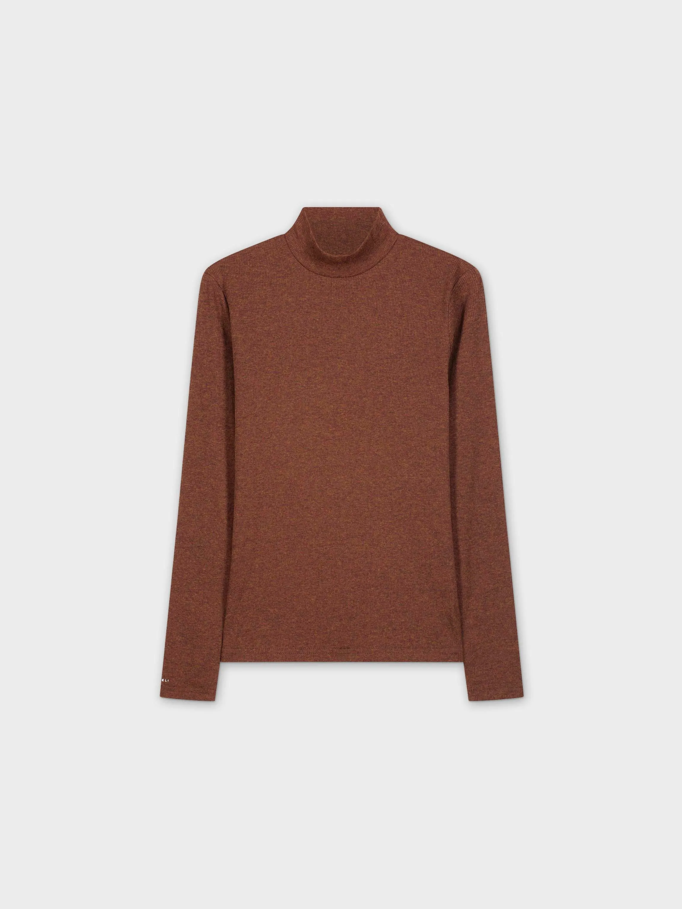 HEATHERED TURTLENECK-BROWN