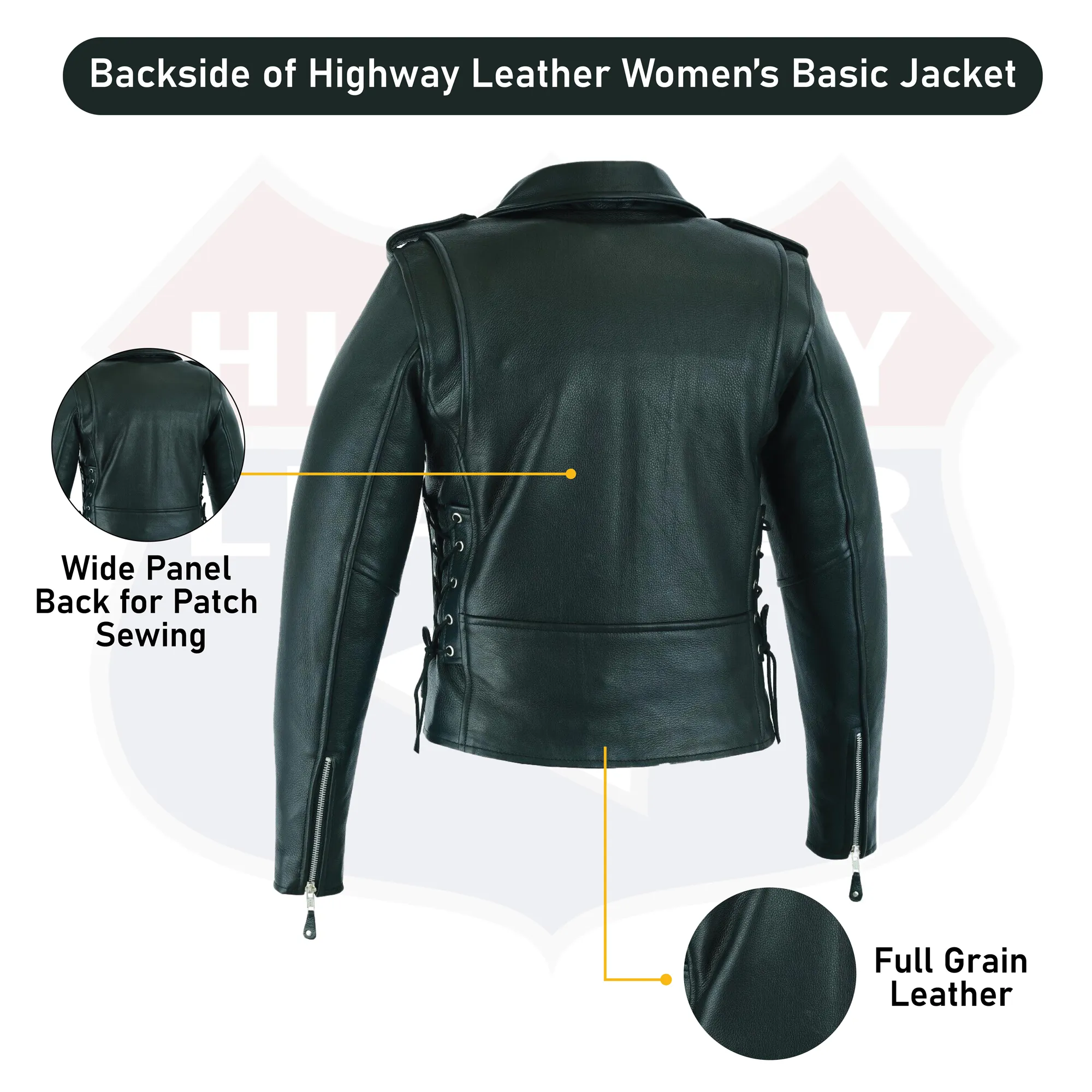 HL13024-8024 Women's Full Length Motorcycle Jacket with Side Lace Ammo Pocket