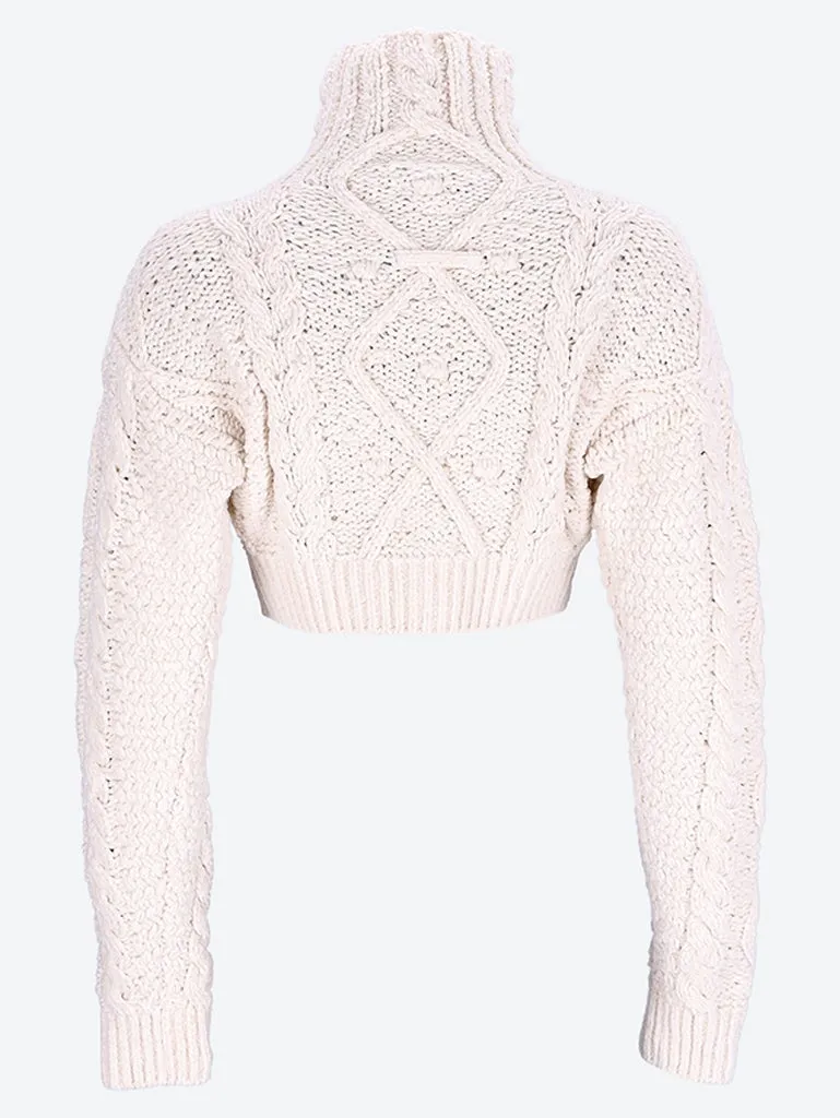 Iconic Madonna knitted breast cropped turtleneck sweater