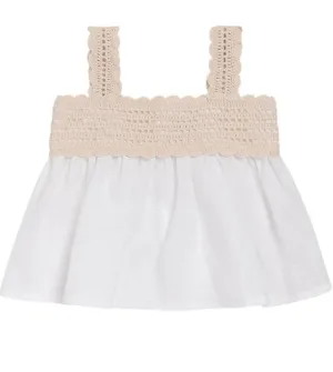 ILG Sand/White Crochet Detail Tank