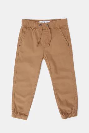 Infant Boys Beige Solid Twill Chino Trousers