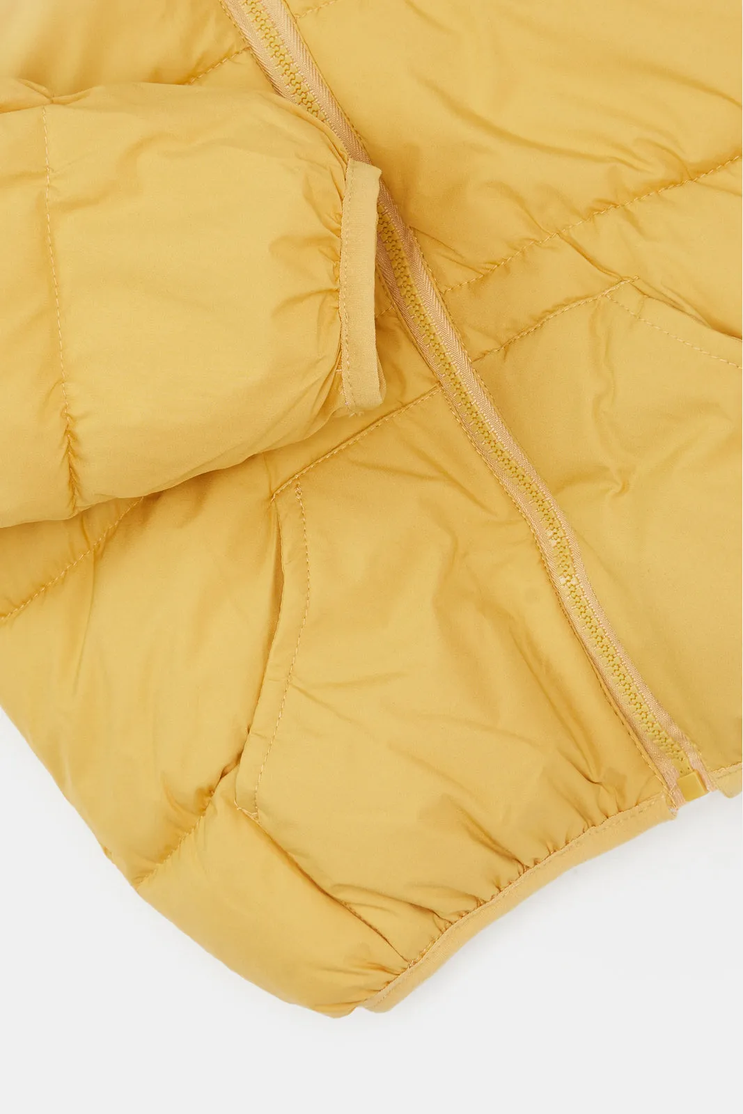 Infant Boys Mustard Sherpa Lined Hooded Jacket