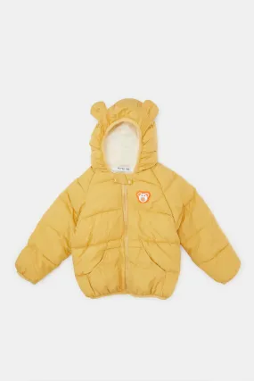 Infant Boys Mustard Sherpa Lined Hooded Jacket