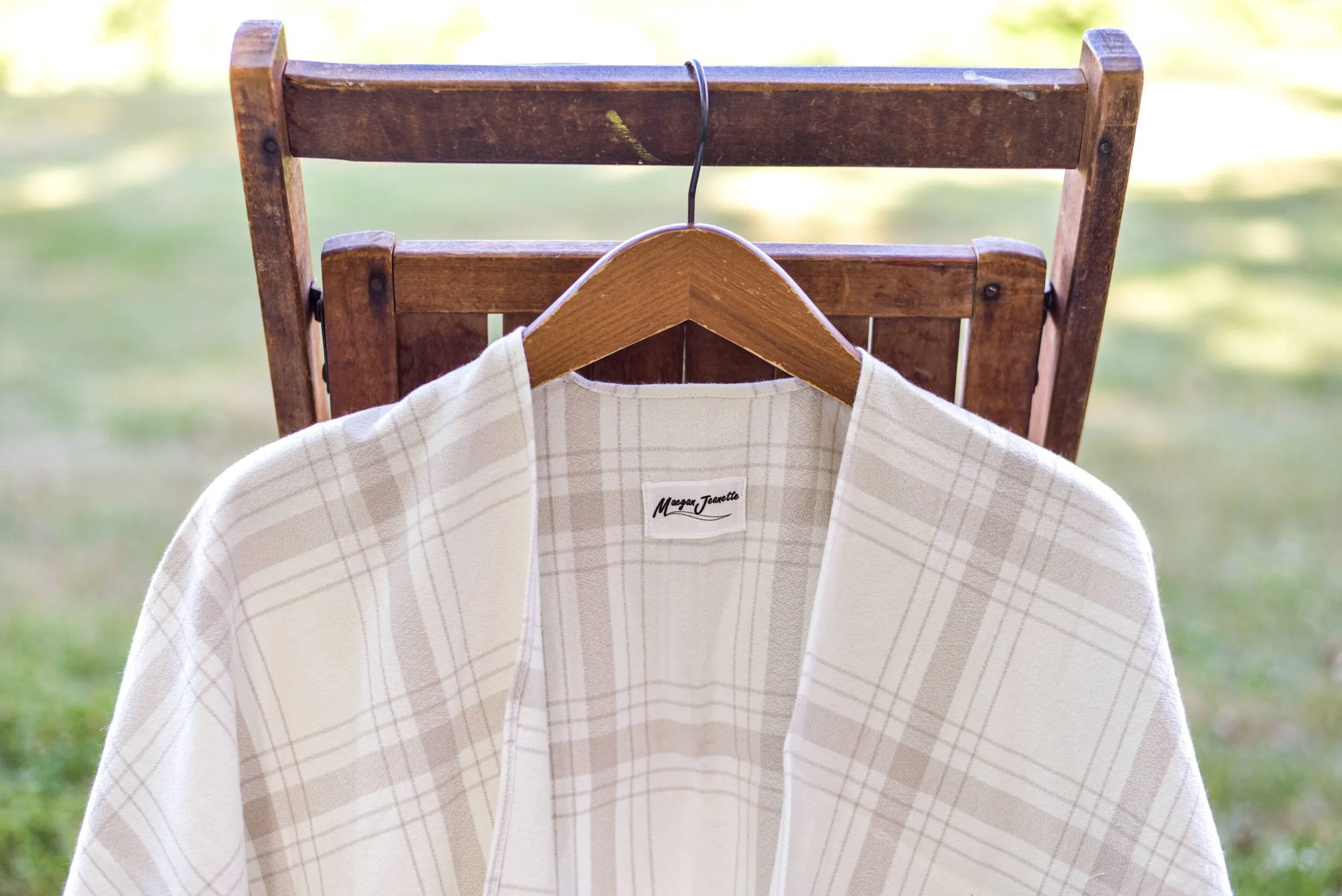 Ivory Plaid Poncho