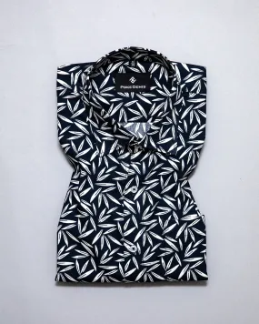 JADE BLACK AND WHITE FLORAL PRINTED PREMIUM COTTON SHIRT