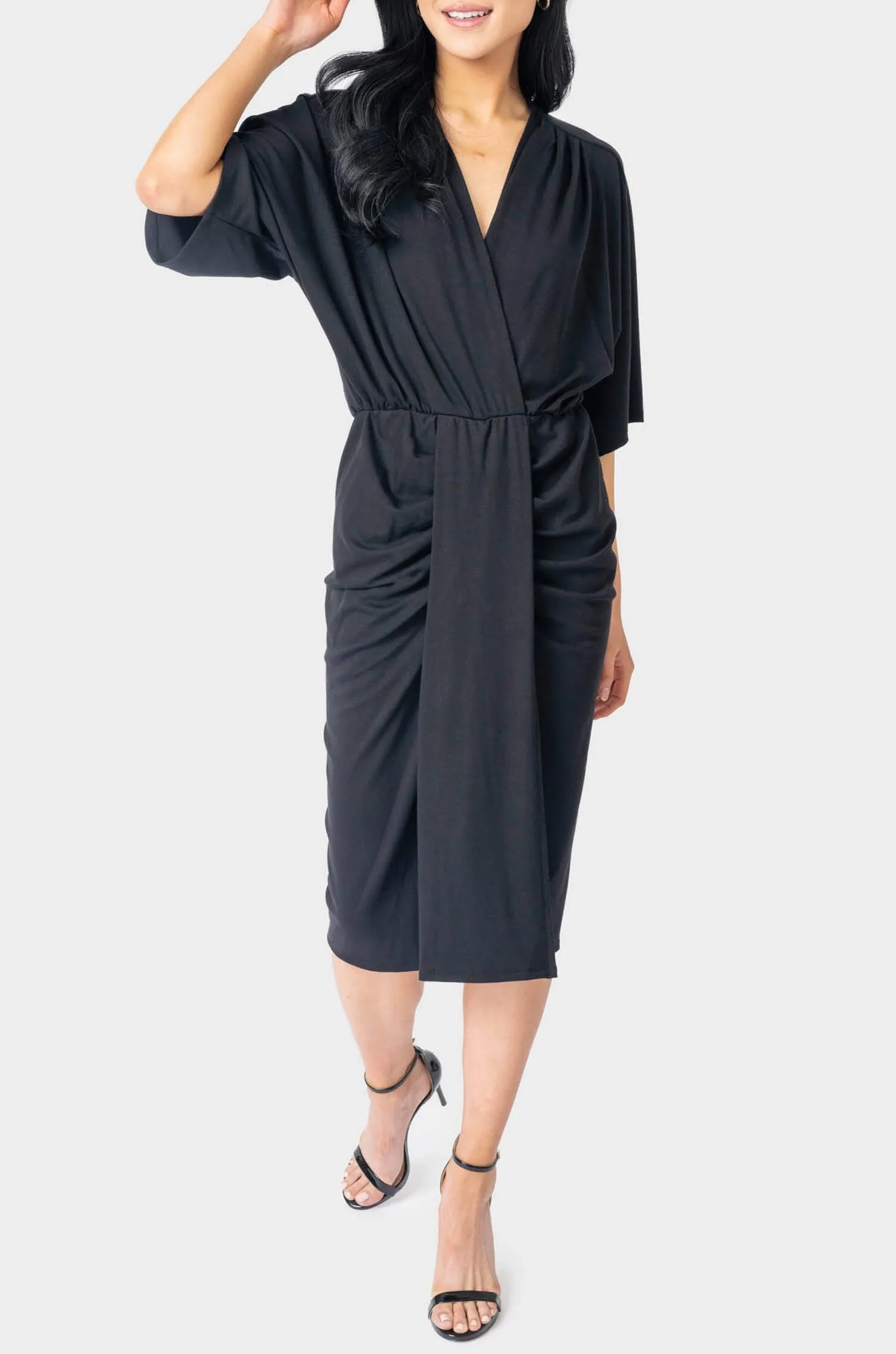 Jennifer Drape Front Luxe Knit Surplice Dress