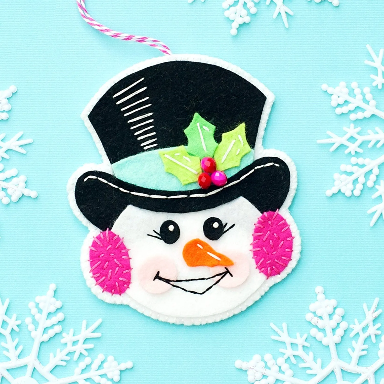 Jolly Snowman Wool Felt Ornament PDF Pattern