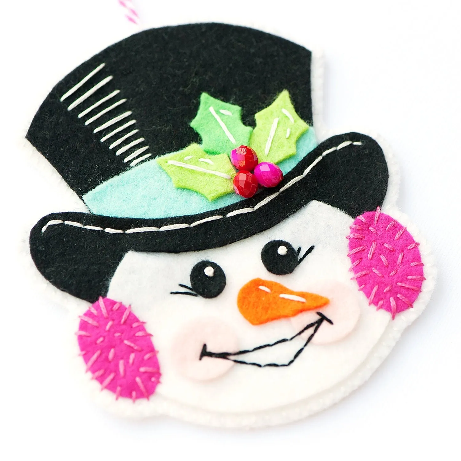 Jolly Snowman Wool Felt Ornament PDF Pattern