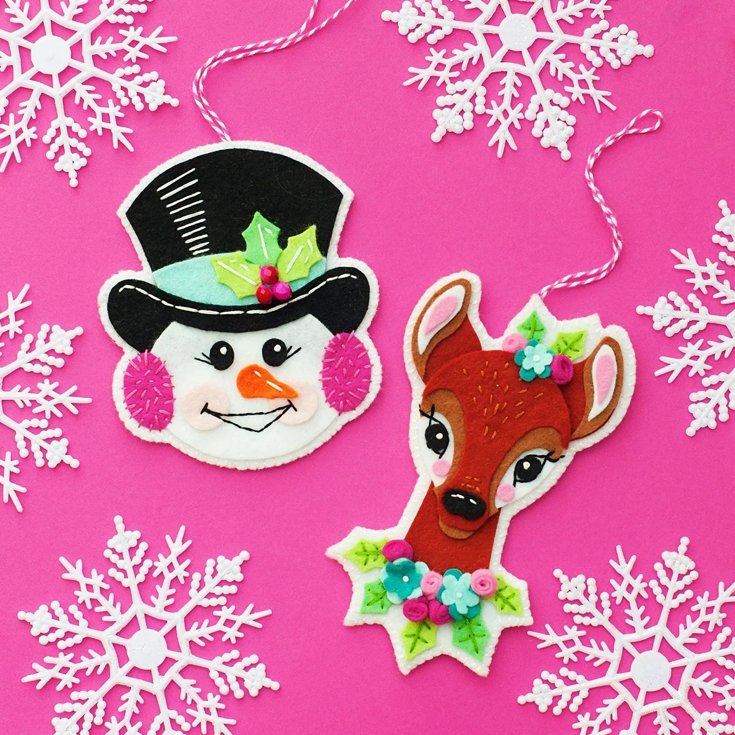 Jolly Snowman Wool Felt Ornament PDF Pattern