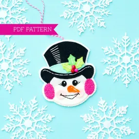 Jolly Snowman Wool Felt Ornament PDF Pattern